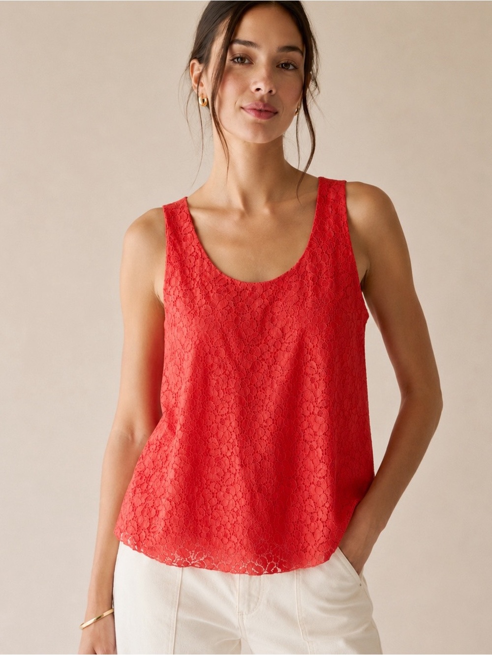 Talula Aritzia Vermillion Lace Sleeveless Blouse MEDIUM Romantic Boho Preppy Y2K
